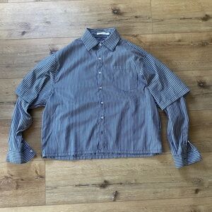 MNML Black and White Striped Casual Button-Down Shirt